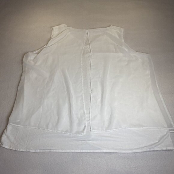 Calvin Klein 1X White Contemporary Sleeveless Top V Neck Stretch Sheer Overlay - Picture 6 of 9